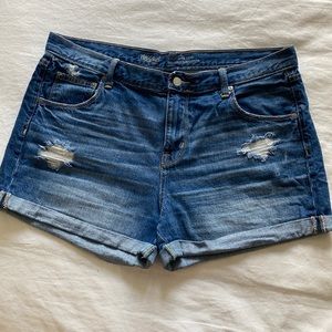 Mossimo Supply Co. Boyfriend Midi Distressed Denim Shorts